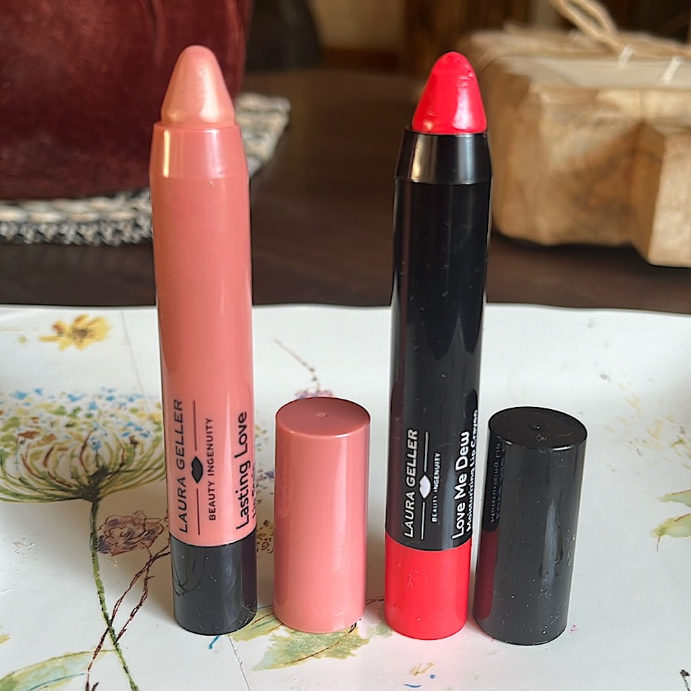 Laura Geller Lasting Love Lip Stain in Bitten Blush & Love Me Dew Moisturizing..